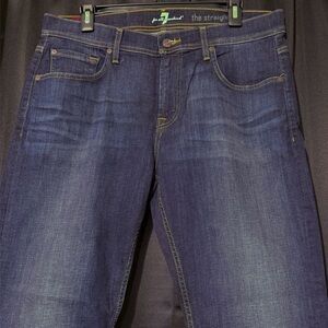 7 For All Mankind Men's Indigo Blue Straight Jeans